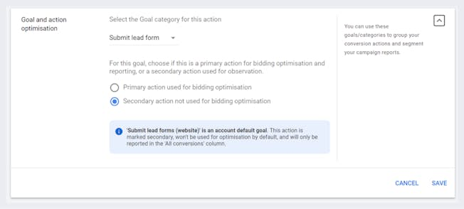 Fig 10 Set GA4 Goals to Secondary Goals to Verify Against Universal Analytics