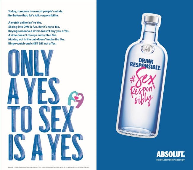 Absolut Valentine's Day consent ad campaign