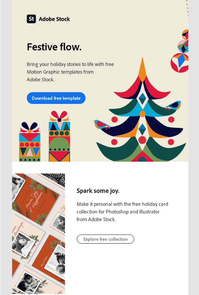 Adobe Christmas email example
