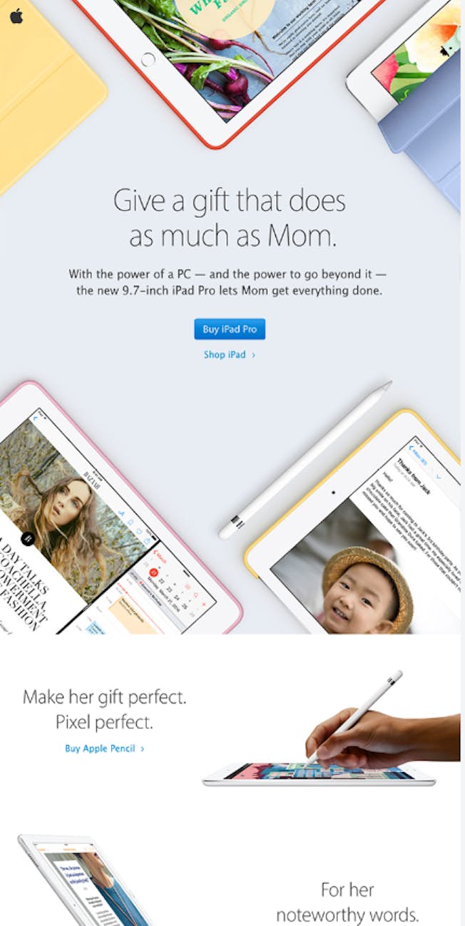 Apple Mother's Day email example