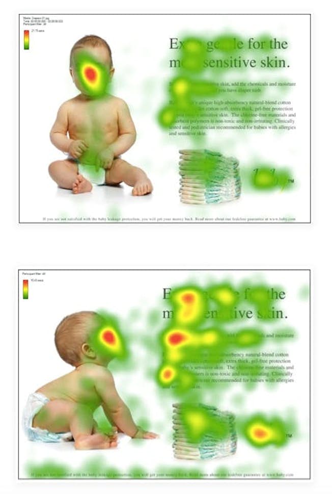 Tracking survey of page with baby