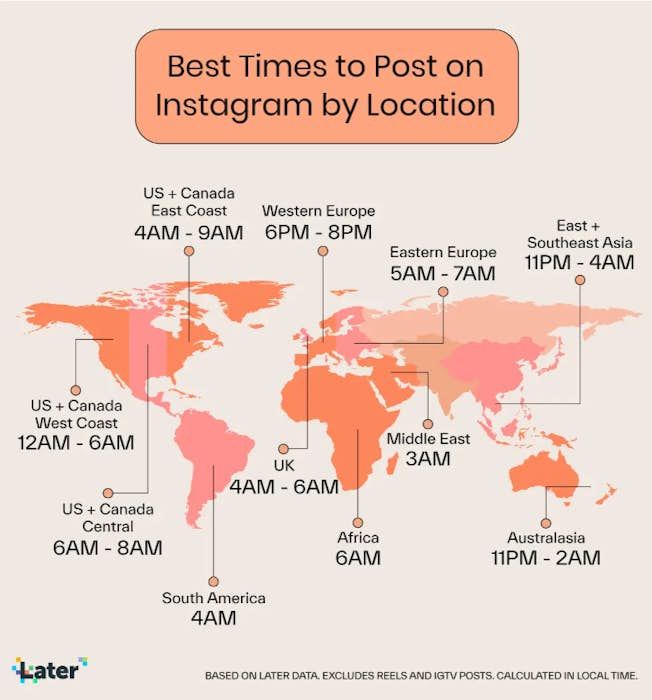 Best times to post on IG by location