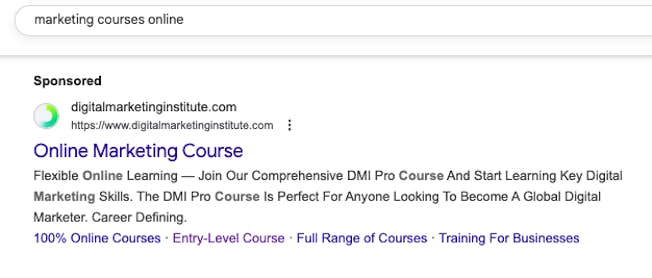 DMI Google Search ad