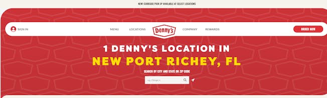 Denny's localized branch page