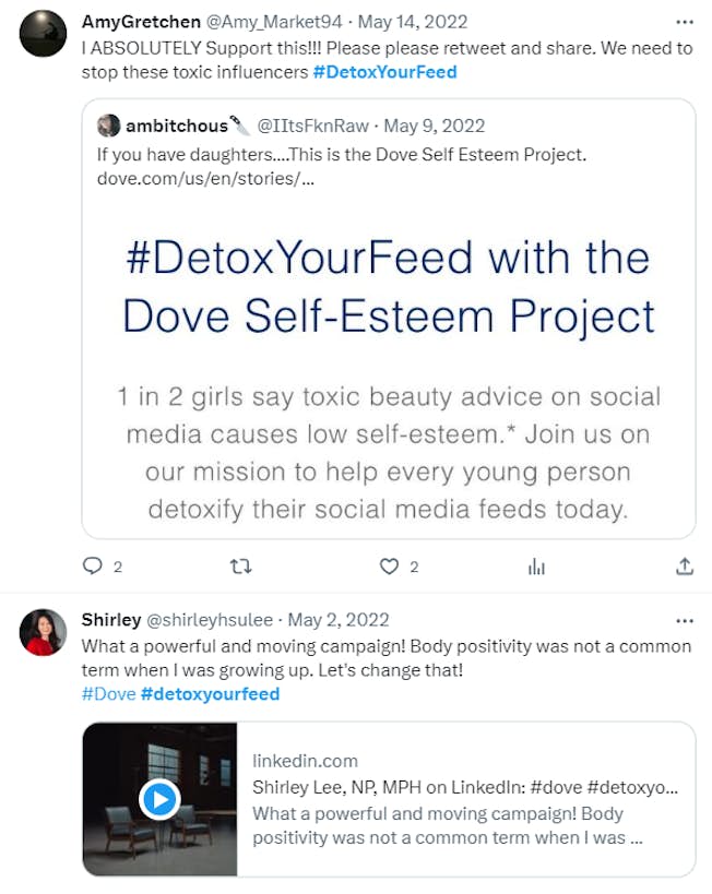 #DetoxYourFeed Dove campaign