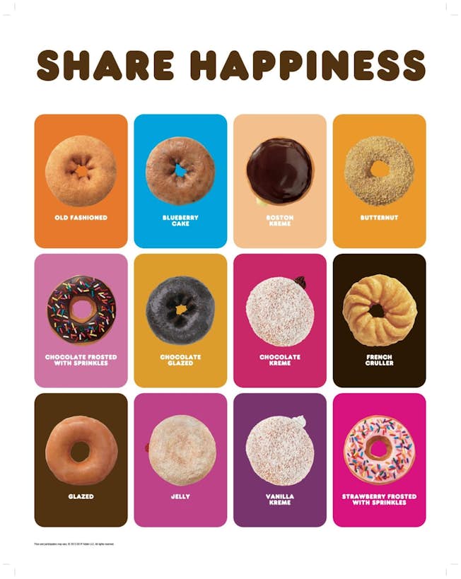 Dunkin Donuts menu