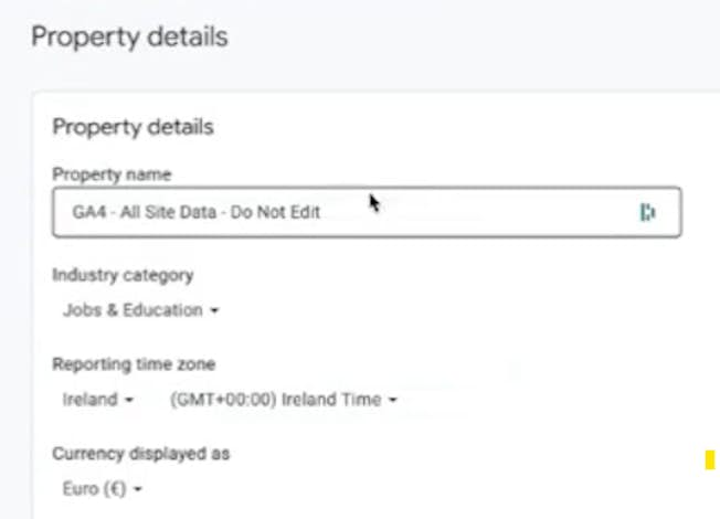 GA4 property details