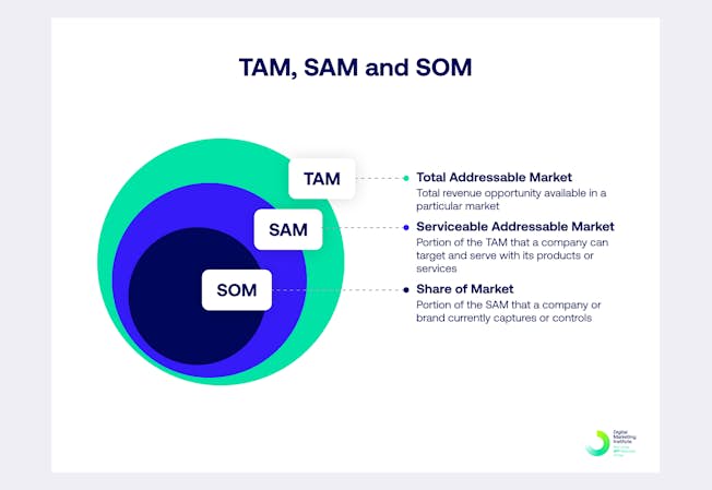 Chart representing Tam, Sam, Som nested circles
