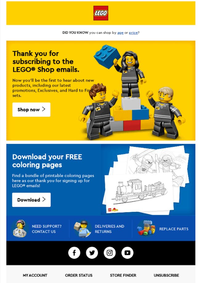 LEGO subscribe email