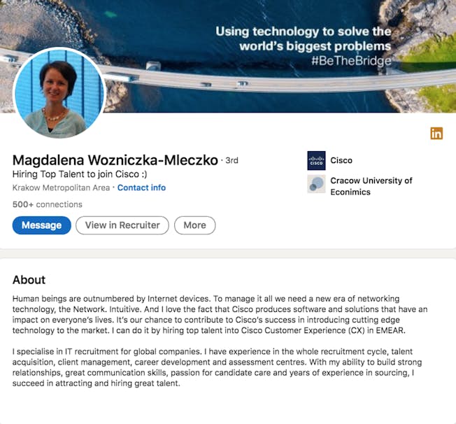 Magdalena Wozniczka-Mleczko LinkedIn profile