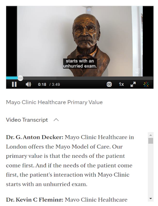 Screenshot from Mayoclinic video