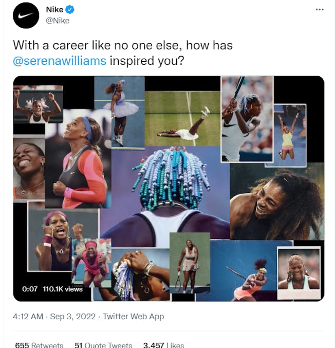 Nike Serena William's retirement tweet