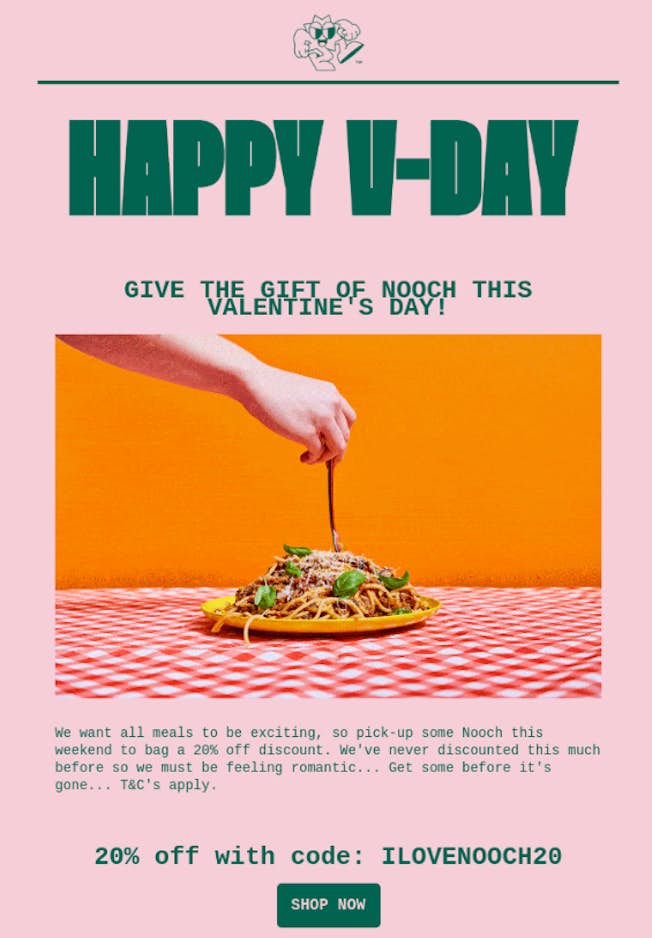 Notorious Nooch Valentine's Day email example
