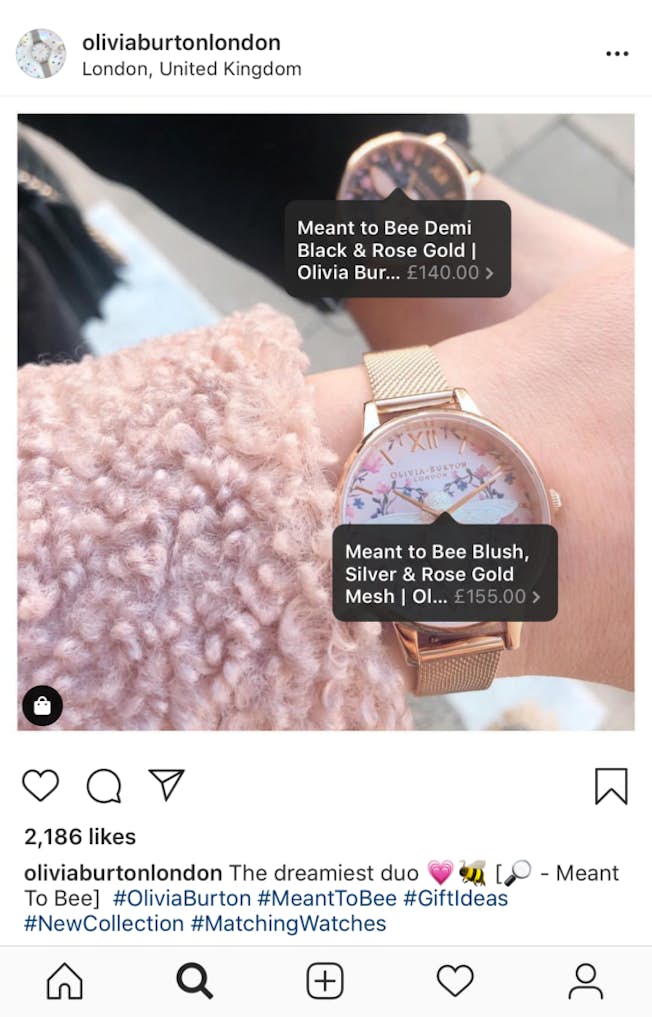 Olivia Burton IG shoppable post