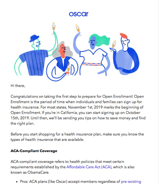 Oscar email example