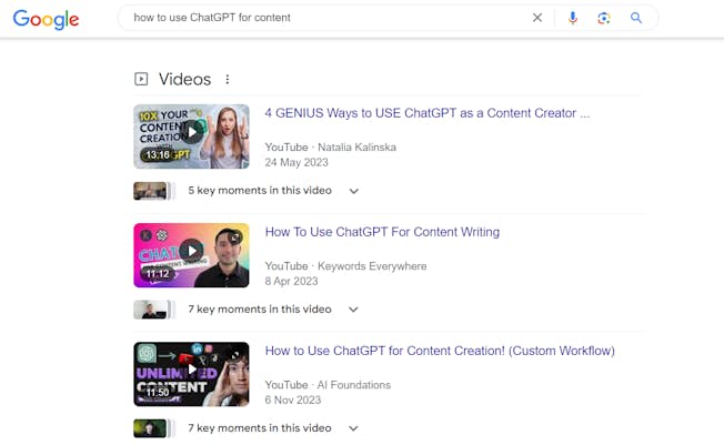 'How to use ChatGPT for content' screenshot