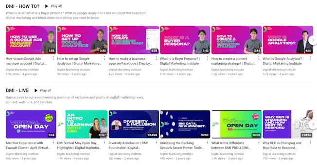 Thumbnails on DMI's YouTube