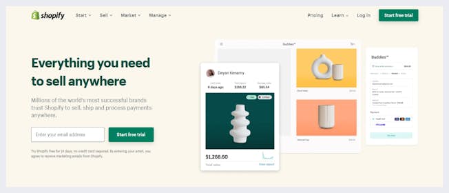 Shopify landing page