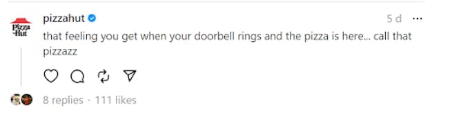 Screenshot of Pizza Hut on Threads