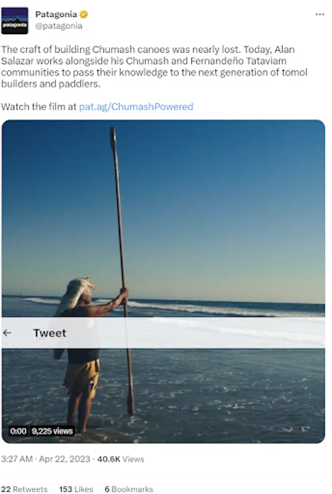 This tweet from eco clothing brand Patagonia earned healthy levels of platform engagement. It’s an excellent example of authoritative and timely subject matter coupled with inspiring visual media.