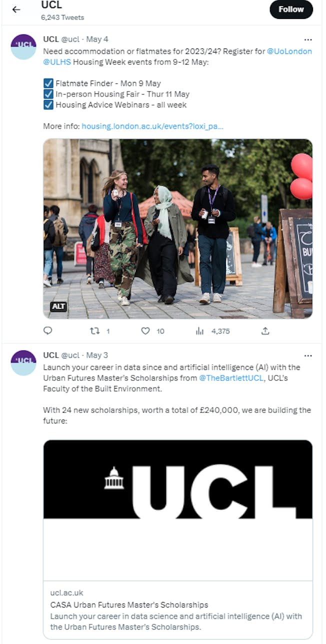 UCL student recrtuiment strategy