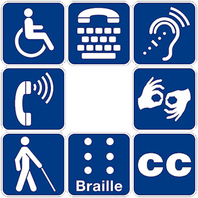 8 symbols representing American Disabilities Act