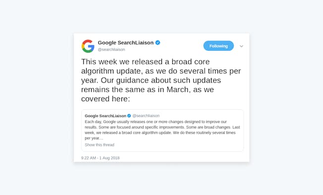 Source: Google SearchLiaison Twitter account
