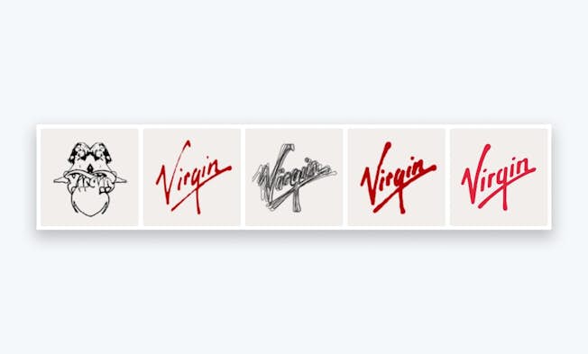 Several iterations of the Virgin logo over the years
